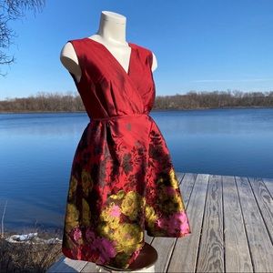 Esley by Anthropologie red floral mini dress